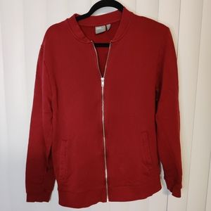 Asos Maroon zip up bomber jacket unisex size medium